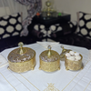 Handcrafted Display Set of 3 pieces in gilded copper and crystal