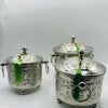 Moroccan artisanal silver tea set for sugar, mint and tea