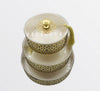 Display set of 3 handmade round boxes in leather and glass