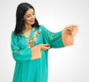 Moroccan djellaba in crepe fabric with Makhzania style beading