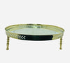 Round Moroccan Artisanal Tray (Sinia) in silvered copper and crystal