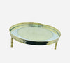 Round Moroccan Artisanal Tray (Sinia) in silvered copper and crystal