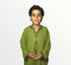 Moroccan abaya in crepe fabric with dabana embroidery for children