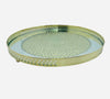 Round Moroccan Artisanal Tray (Sinia) in silvered copper and crystal