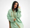 Artisanal Moroccan Djellaba in Crepe Fabric with embroidery and beading