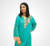Moroccan djellaba in crepe fabric with Makhzania style beading