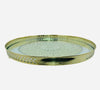 Round Moroccan Artisanal Tray (Sinia) in silvered copper and crystal