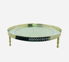 Round Moroccan Artisanal Tray (Sinia) in silvered copper and crystal