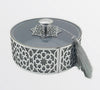 Display set of 3 handmade round boxes in leather and glass