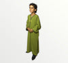 Moroccan abaya in crepe fabric with dabana embroidery for children