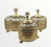 Handcrafted Display Set of 3 pieces in gilded copper and crystal