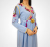 Moroccan artisanal caftan embroidered in crepe fabric with beading