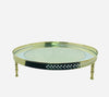Round Moroccan Artisanal Tray (Sinia) in silvered copper and crystal
