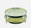 Round Moroccan Artisanal Tray (Sinia) in silvered copper and crystal