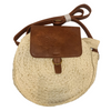 Bolso redondo de paja y cuero para verano