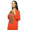 Moroccan artisanal djellaba in crepe fabric with colored embroidery