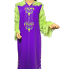 Modern Moroccan djellaba with beadwork embroidery and pattern in the hands