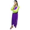 Modern Moroccan djellaba with beadwork embroidery and pattern in the hands
