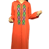 Moroccan artisanal djellaba in crepe fabric with colored embroidery