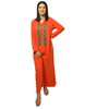 Moroccan artisanal djellaba in crepe fabric with colored embroidery