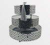 Display set of 3 handmade round boxes in leather and glass