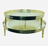 Round Moroccan Artisanal Tray (Sinia) in silvered copper and crystal