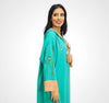 Moroccan djellaba in crepe fabric with Makhzania style beading