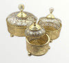 Handcrafted Display Set of 3 pieces in gilded copper and crystal
